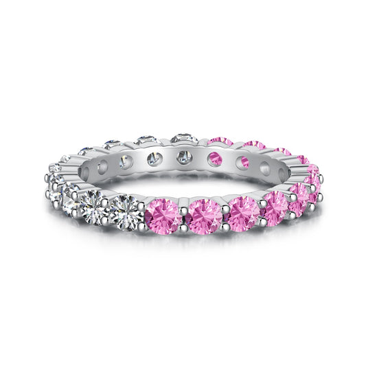 Pink Silver Eternity Ring