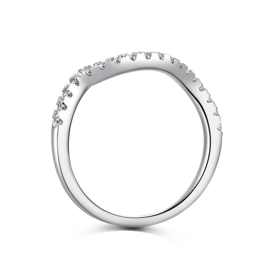 silver wave ring on white background